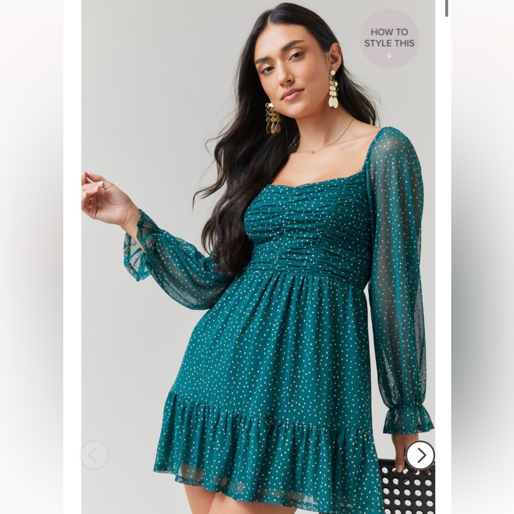 Francesca’s Kelly Ruched Lurex Dot Dress